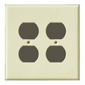 Can-Am Supply InvisiPlate Outlet Plate, 5 in L, 5 in W, 2 -Gang, Polypropylene, Smooth SM-P-2